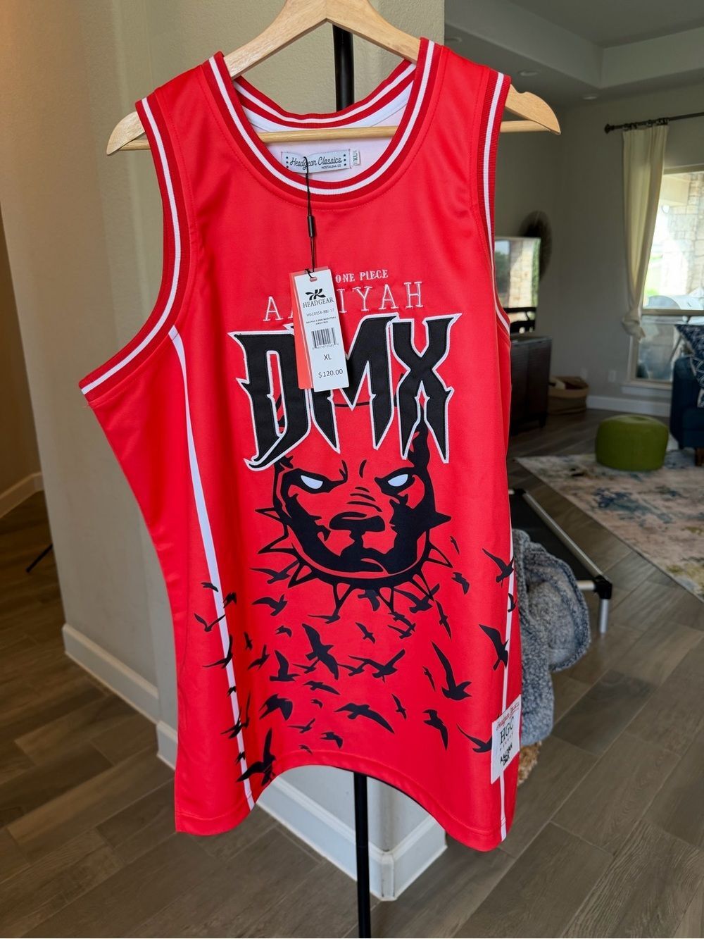 Headgear Classics Aaliyah DMX Red Graphic Basketball Jersey XL